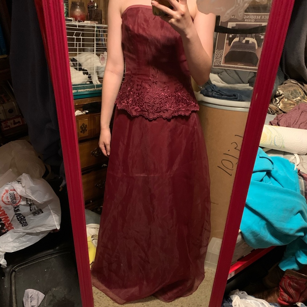Gorgeous maroon two piece prom dress